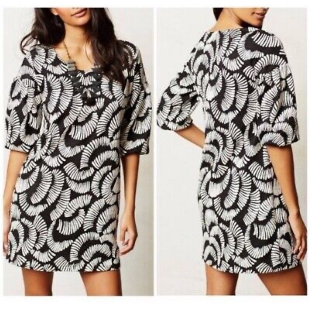 Anthropologie Maeve Windfall Textural Dress in Black and White, Women’s Size S